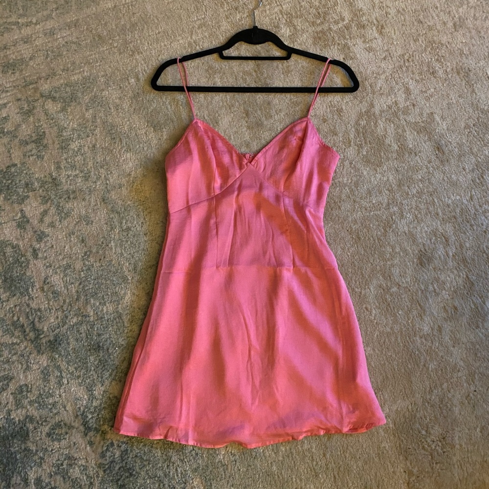 Pink Satin Mini Dress